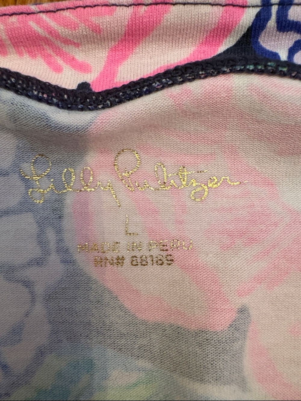 Lilly Pulitzer Navy Pink Blue Floral Long Sleeve Tee - Picture 5 of 6
